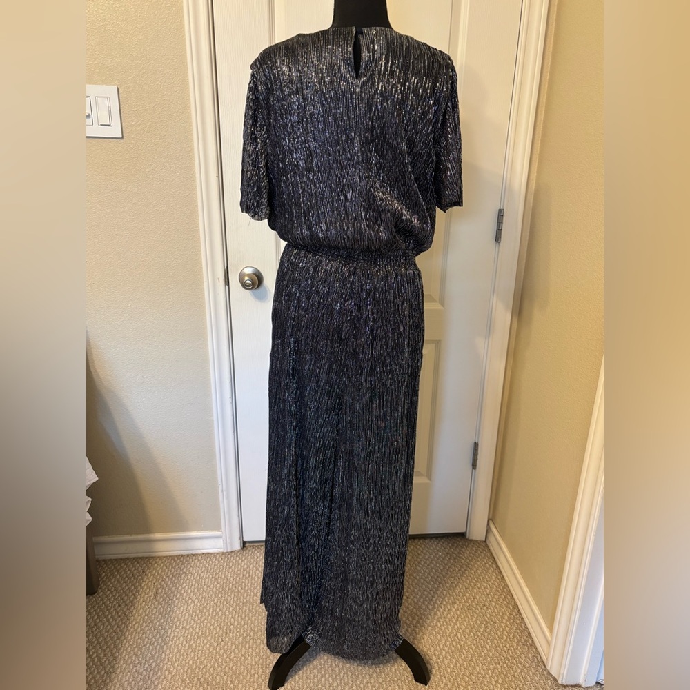 NEW NWT Banana Republic XL Metallic wide leg Jumpsuit V-neck Pants - Picture 10 of 16